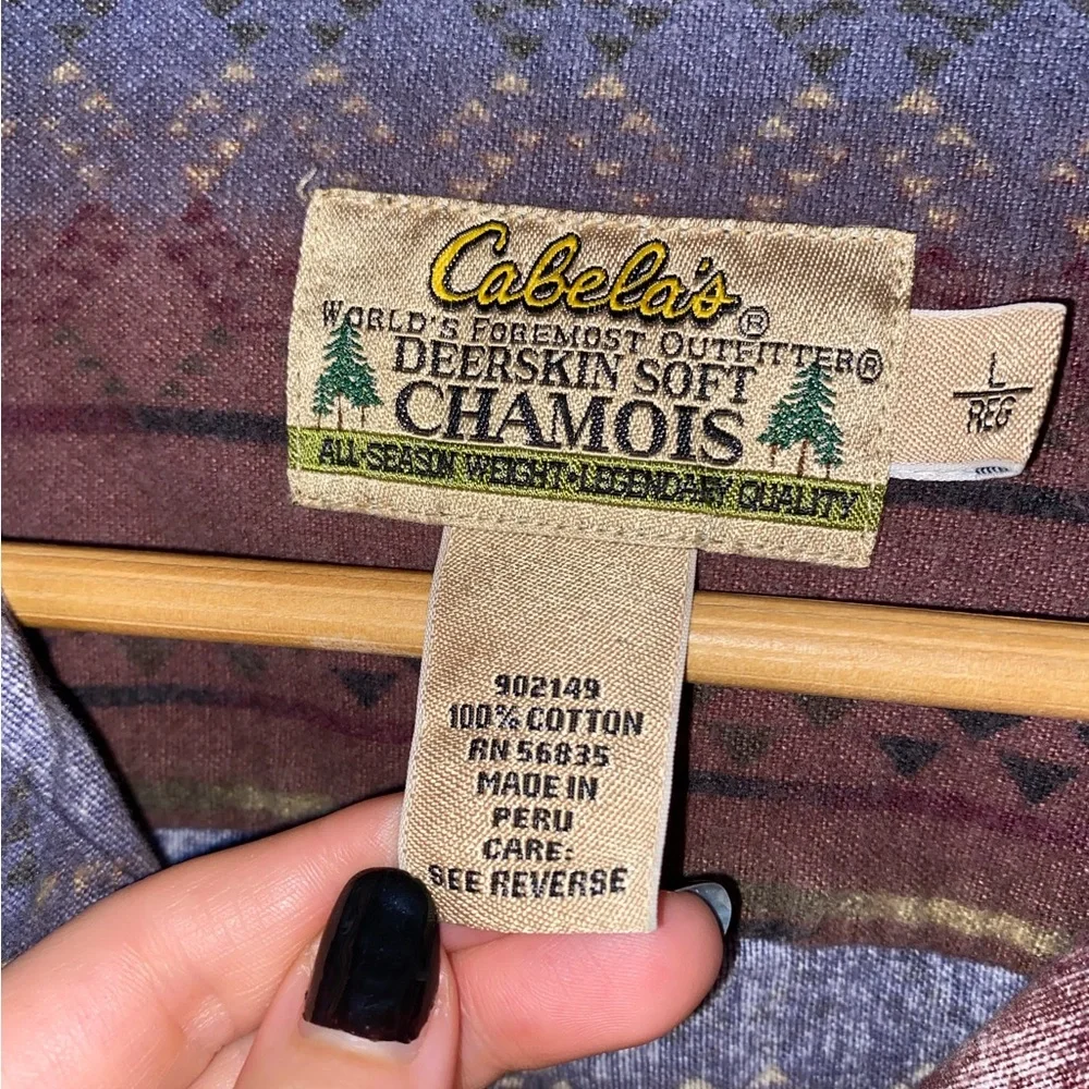 Cabela’s Deerskin Soft Chamois Southwest Geometric Button Shirt – Men’s Size L - Picture 5 of 9